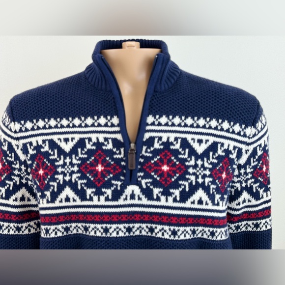 IZOD 1/4 Zip Pullover Knit Mock Neck Sweater, Winter Holiday, Men's Size Large - Picture 2 of 11